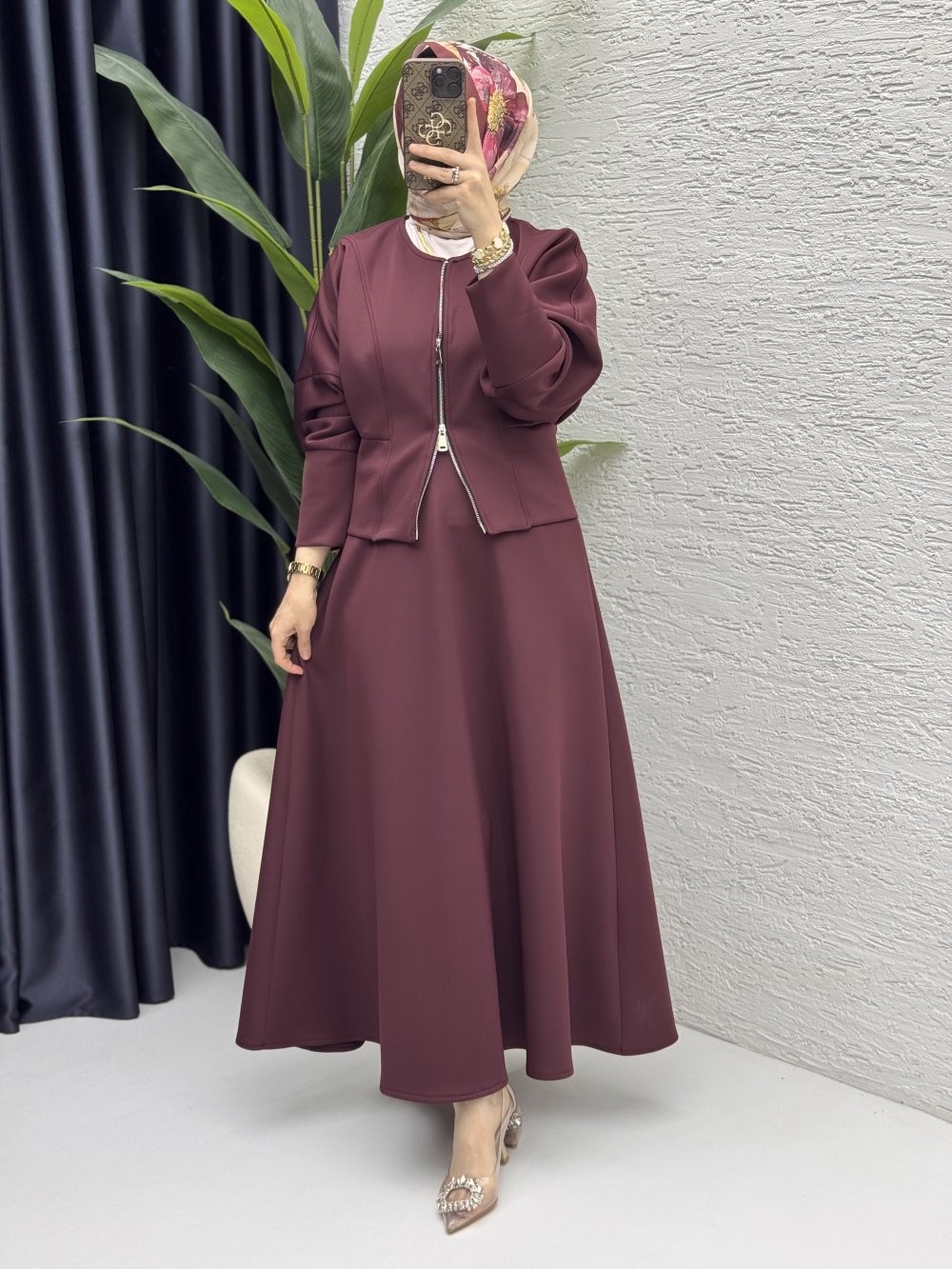 KASTEL ETEKLİ TAKIM BORDO