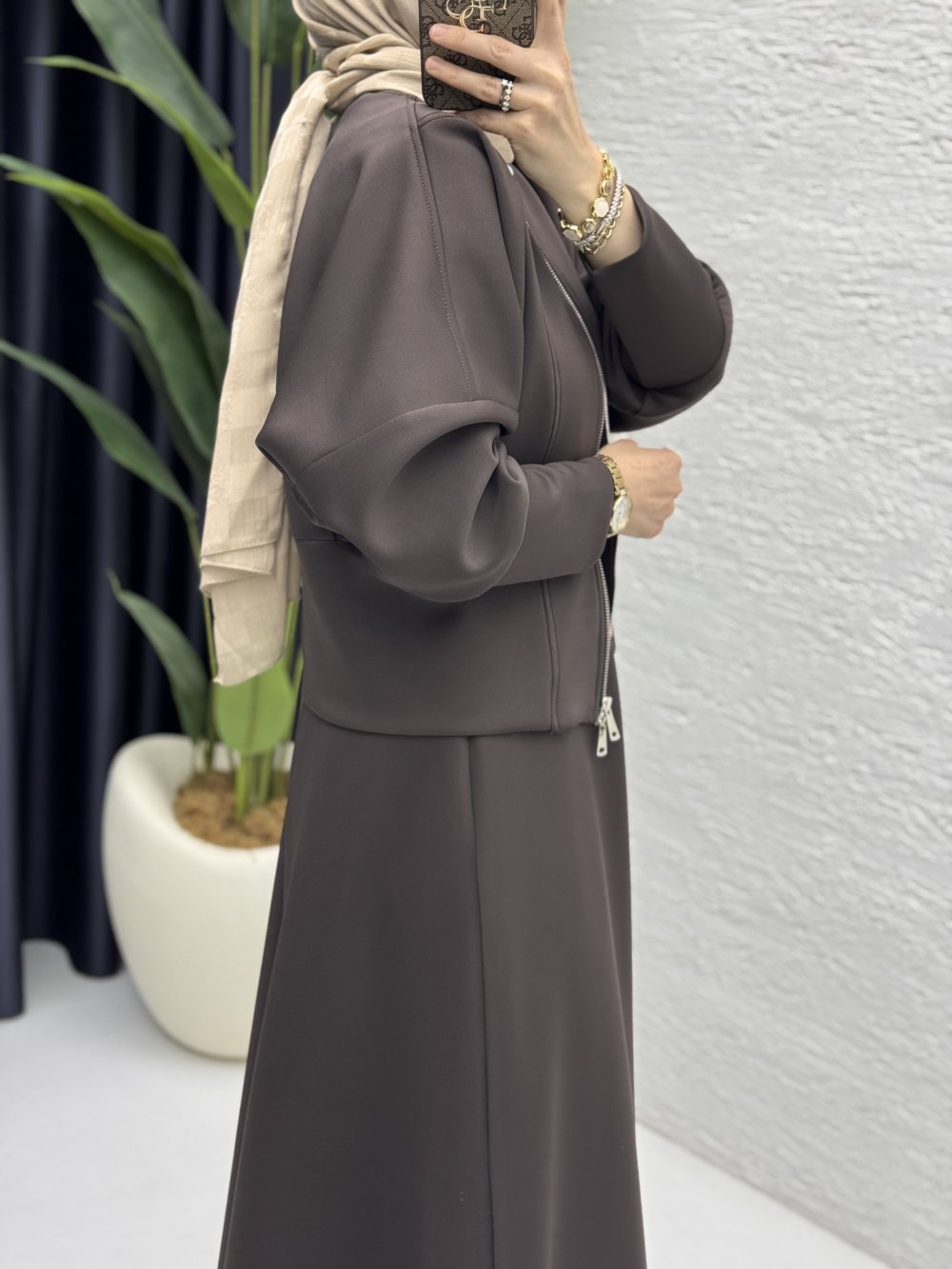 KASTEL ETEKLİ TAKIM KAHVERENGİ